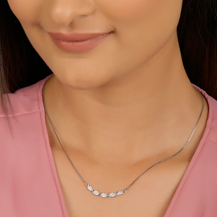 Silver Helix Zircon Necklace - Image 3