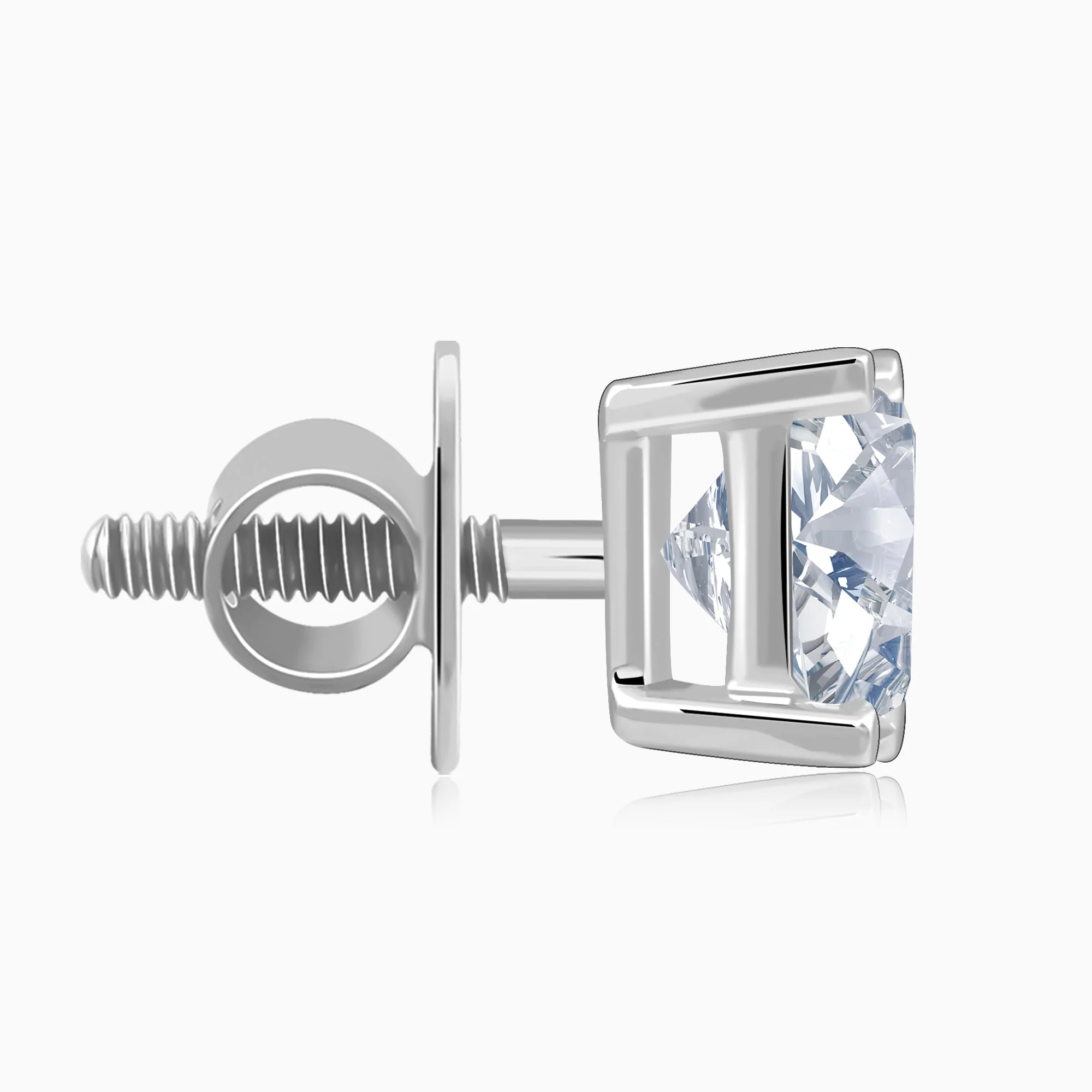 White Gold Classic Solitaire Lab Grown Diamond Studs - Image 5