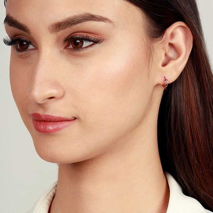 Rose Gold Infinite Loop Earrings - Image 4