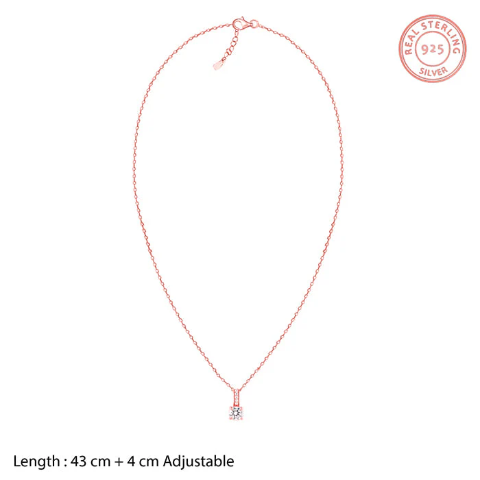 Rose Gold Classic Zircon Shine Pendant with Link Chain - Image 6