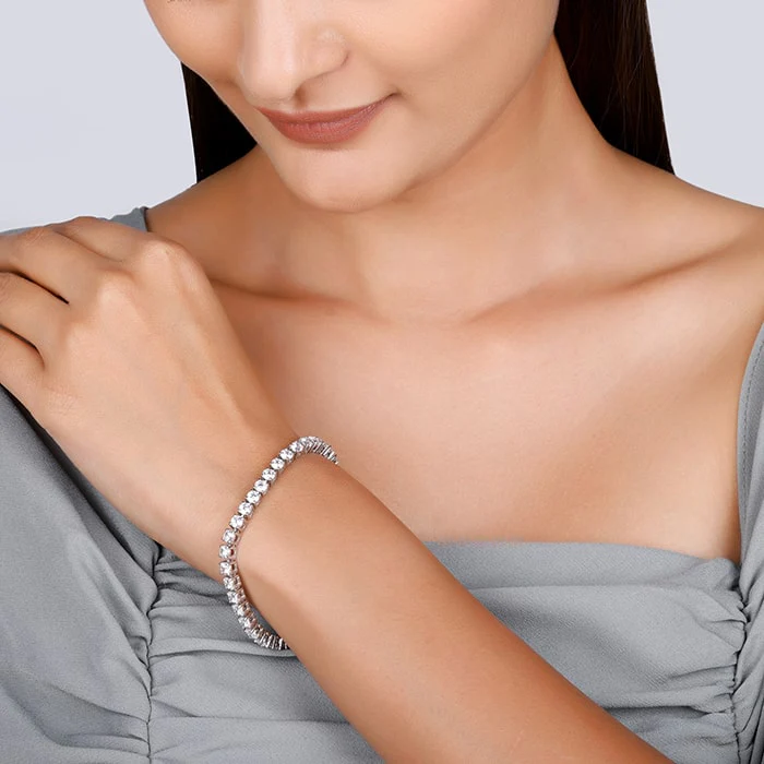 Silver Sparkly Elegant Tennis Bracelet - Image 3